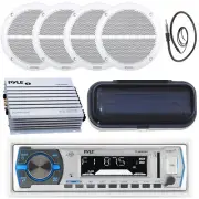 Pyle PLMRB29W Marine MP3 USB AM/FM Stereo, 4x Speakers + Amp, Cover, Antenna