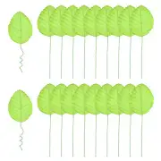 Light Green Artificial Leaves with Stems, 50 Pack Fake Leaves Silk Faux Leaf