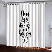Exquisite Curtains for Kids Bedroom Black & Letters W117cm (46") x D138cm (54") x 2 3D Pattern Microfiber Blackout Fabric Eyelet Window Drapes for Kids Nursery Playroom 2 Panels
