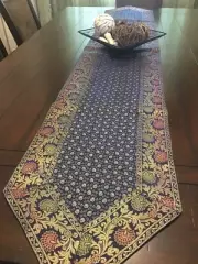 Table Runner Blue Silk Brocade 14 X 80 Inch Runner Formal Home Decor Gift Navy