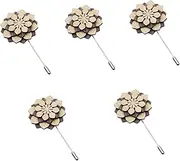 [LIFKOME] Wooden Brooch Lapel Pin Boutonniere for Men Boutonniere Pins Flower Decorations Flower Pin Coffee Wooden Buttons Painting Wooden Button Boutonniere Pin for Men Suit Pins Men