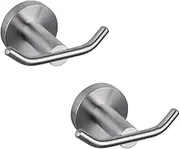 Bath Double Towel Hook SUS 304 Stainless Steel Coat/Robe Clothes Hook for Bath Kitchen Modern Hotel Style Wall Mounted 2 Pack Brushed Finish