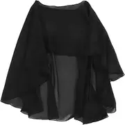 [FRCOLOR] Elegant Black Evening Capelet Shawl Lightweight Pullover Wrap for Summer Weddings Formal Events Casual Outings Versatile Cover Up for Timeless Style and Comfort