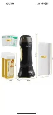 Hair Removal Wax Kit, Roll-on Waxing Kit with Digital Heater, Honey Wax Cartr...