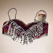 Roxy NWT Aztec Fringe Bandeau Bikini Top, S