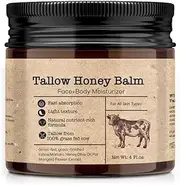 Beef Tallow Honey Balm for Skin, Grass-Fed Beef Tallow Moisturizer For Face and Body, Tallow Cream with Manuka Honey Beeswax Olive Oil, 4 oz