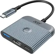 acer USB C to HDMI Adapter 4K@60Hz, 3-in-1 Adapter with 100W PD, USB-A 3.0 5Gbps, Multiport Adapter for Laptop, Dell Xps, Surface Pro, MacBook Pro/Air, Galaxy S25 Ultra