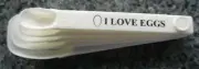 I LOVE EGGS Measuring spoons cup Kitchen Gadgets vintage MCM promotional plastic