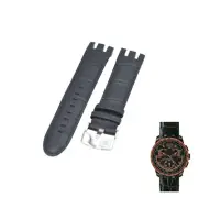 21mm Black Leather Watch Strap For Swatch Irony Retrograde YRB400