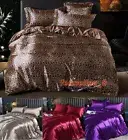 Summer Washed Real Silk Leopard Bedding Set Duvet Cover Sheet Pillowcases 4pcs