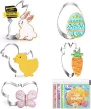 Large Easter Cookie Cutters - 5 Pieces Cookie Cutters Shape - Bunny, Egg, Carrot