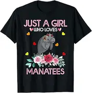 [VidiAmazing] Manatee Tee for Women Kids Just A Girl Who Loves Manatees T-Shirt ds3568 T-Shirt