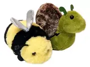 BEESWAX BEE & SLOW SNAIL Mini Flopsie 8" Stuffed Animal Plush by Aurora