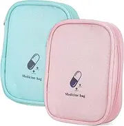 2pcs Medicine Storage Bag for Travel Camping Emergency Oxford Cloth Zipper Closure Compact First Aid Kit