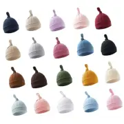 Infant Ear Protection Bonnet Solid Color Baby Knotted Hat Brimless Hospital Caps