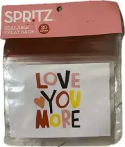Plastic Sealable Treat Bags LOVE YOU MORE 20 Count 7" x 7"