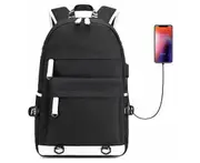 Outdoor Printed School Bag High School Large Capacity Backpack Travel Waterproof Backpack-Black