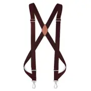 Heavy Duty Trucker Suspenders for Men - 2.5cm Wide X-Back with Side Clip - Adjustable Elastic - Black Dark brown
