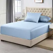 1500 Thread Count Cotton Blend Fitted Sheet & Pillowcase Set Seafoam - No Fla...