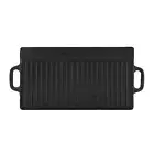 -Non-Stick Cast Iron Grill Griddle Pan Ridged And Flat Double Sided Baking