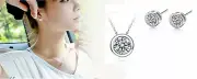 Beautiful Silver SP Dot 1.5 Cts CZ Jewelry Set: Necklace+Earring