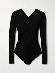 [Christopher Esber] Christopher Esber - Cutout Tie-front Ruched Swimsuit - Black - UK 4 UK 4 Black