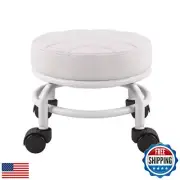 FURWOO Low Roller Seat PU Leather Rolling Stool with Wheels for Manicure, Mec