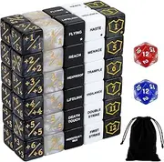 62PCS MTG Dice Counters Bulk Ability Keywords MTG Tokens Shield Life Counter Dice Set for Magic The Gathering, Compatible with MTG TCG Card Game Accessories CCG Creature Stats