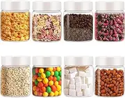 Blissora High Borosilicate Glass Jars with Lids Air Tight, Mason Jars, Overnight Oats Container Jar, Food Storage Containers for Meal Prep Spice Cookie Cereal Sugar Jam Snacks (300ml, 8 Pack)