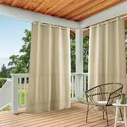 Exclusive Home Cabana Solid Indoor/Outdoor Light Filtering Grommet Top Curtain Panel, 54"x120", Natural, Set of 2