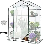 Quictent Greenhouse Mini Walk-in 3 Tiers 6 Shelves 102lbs Max Weight Capacity Portable Plastic Garden Outdoor Green House 56"x29"x77"