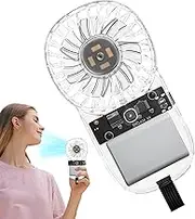 Handheld Fan - Pocket Portable Fan Handheld | USB Rechargeable, 3 Speed Wind, Ambient Lighting Transparent Cool Gadgets Powerful, Travel Accessories