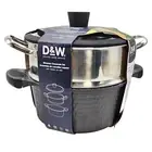 D&W Premium Cookware Nonstick Steamer Pot Casserole Set 3pc Black 4.5Qt 9.5in