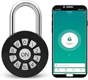 Smart Padlock for Outdoor Use, Bluetooth Small Padlock with Code, Rechargeable App Control Combination Lock Weatherproof Code Lock for Lockers