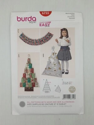 Burda Sewing Pattern 6755 Christmas Decorations Craft Pattern Size 3 styles NEW