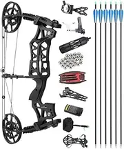 Dual-Purpose Compound Bow Kit, Steel Ball Compound Bow, Draw Weight 40-70lbs Adjustable, Gordon Limbs Made in USA,Short-Axis Compound Bow,RH&LH Avalible