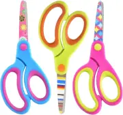 Kids Scissors Set of 3 Pack, Safety Children Scissors, Craft Scissors with Blunt