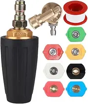 Pressure Washer Turbo Nozzle Tips, Turbo Nozzle with 7 Spray Nozzles, 1/4 Quick Connector for Most Pressure Washers, Max 4000 PSI