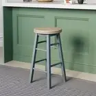 Chef Vida Solid Pine Bar Stool Seat Breakfast Dining Grey Furniture