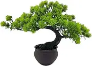 Fycooler Artificial Bonsai Tree Miniature Artificial Plants Potted Japanese Zen Tree 33 cm in Width Artificial House Plants Juniper Bonsai Fake Plant Greenery for Home Office Decor Desktop Display