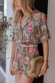 [PUP51] Everlee Playsuit - Olive Print XS Olive