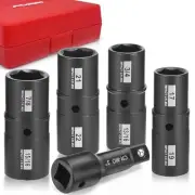 5 PCS 1/2" Drive Impact Socket Set, Flip Socket Set with Cr-Mo Steel, Include...