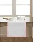 Solino Home 100% Pure Linen Classic Table Runner Blush Pink & White 14x90”
