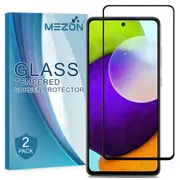[2 Pack] Full Coverage Samsung Galaxy A52 Tempered Glass Crystal Clear Premium 9H HD Screen Protector by MEZON (A52, 9H Full)