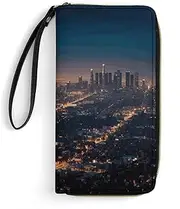 [BFGWK] Large Wallet Novelty Los Angeles Printing Long Wallet With Zipper Leather Wallet Suitable For Both Men And Women, style, 19.7x10.5cm