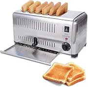 6-slots Toaster Commercial – Stainless Steel Hand Pop-Up, 5 Shade Settings, Defrost/Reheat/Cancel Functions, for Home, Store, Hotel & Party Use