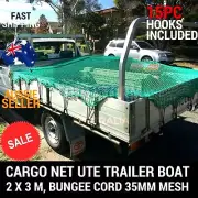 CARGO NET 2MX3M FREE 15PC HOOK UTE TRAILER TRUCK NYLON 35MM MESH BUNGEE CORD