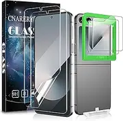[Cnarery] Compatible for Samsung Galaxy Z Flip 6 Screen Protector, [2+2 Pcs]Inner Soft TPU + Front Tempered Glass, with Upgrade Alignment Tool, Easy Installation