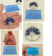 Lapis Lazuli Necklace Tree Of Life Throat Chakra Healing Crystal +card +Gift bag