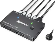 NAWEN USB Type-C KVM Switch 4K@60Hz, 2 Computers Share 1 Monitor and 4 Devices, Compatible with Thunderbolt 3, 87 W Power Delivery Option, Support HDMI+USB+Type-C 3.1 Input Black (KC-KVM201TCC-NW)